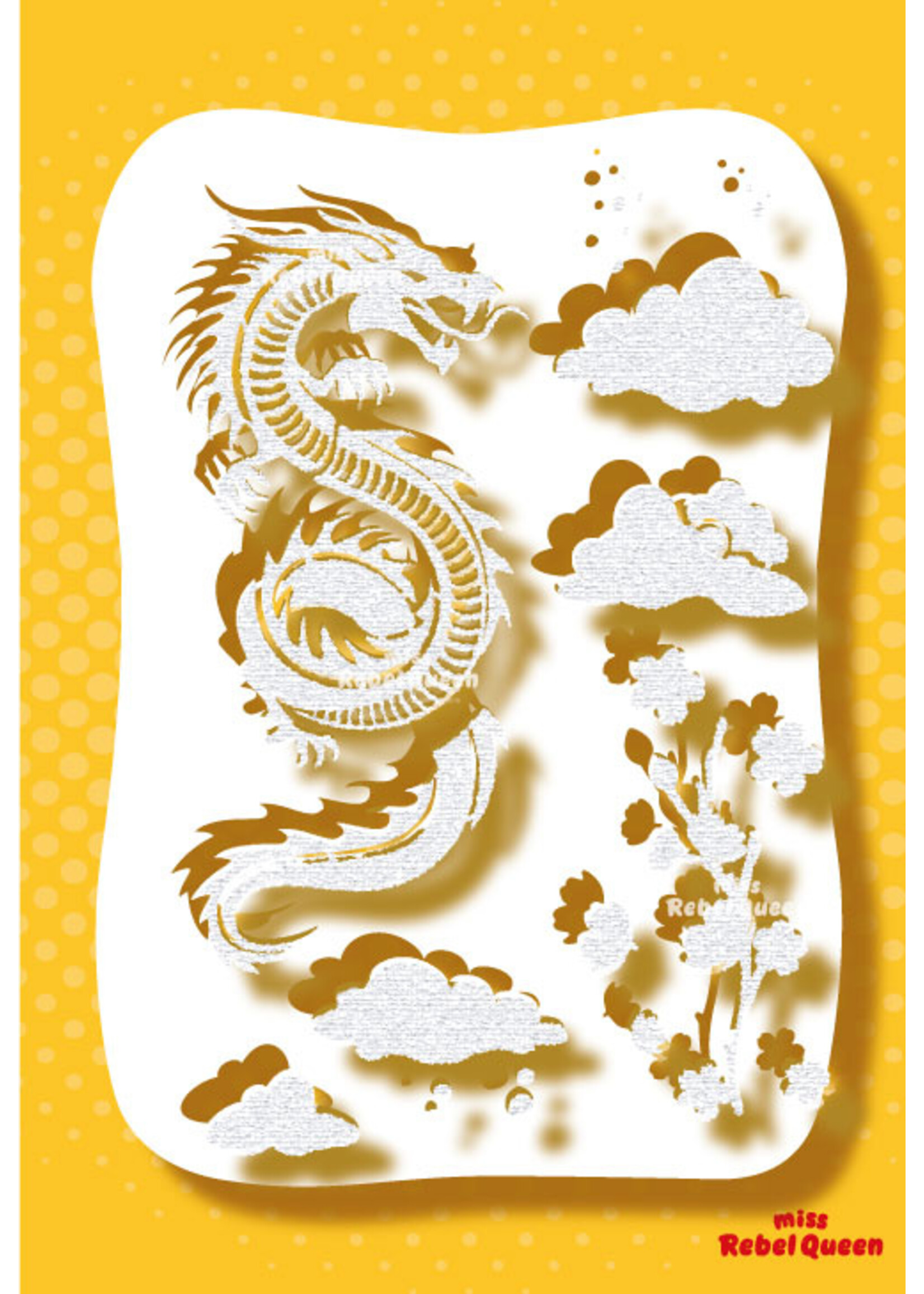 MRQ - Stencils Draak airbrush tattoo stencil A4