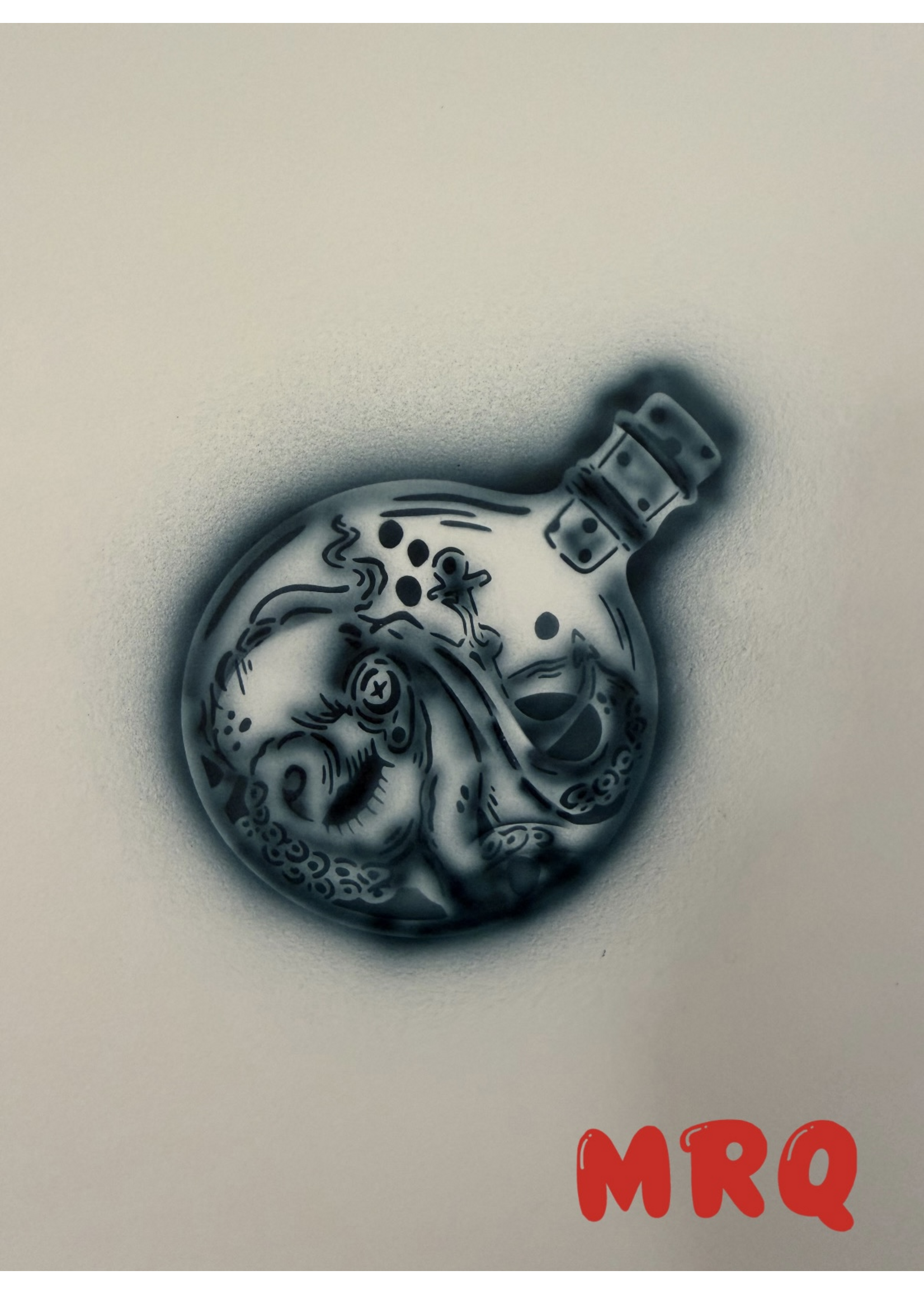 MRQ - Stencils Octopus in fles airbrush tattoo stencil A6