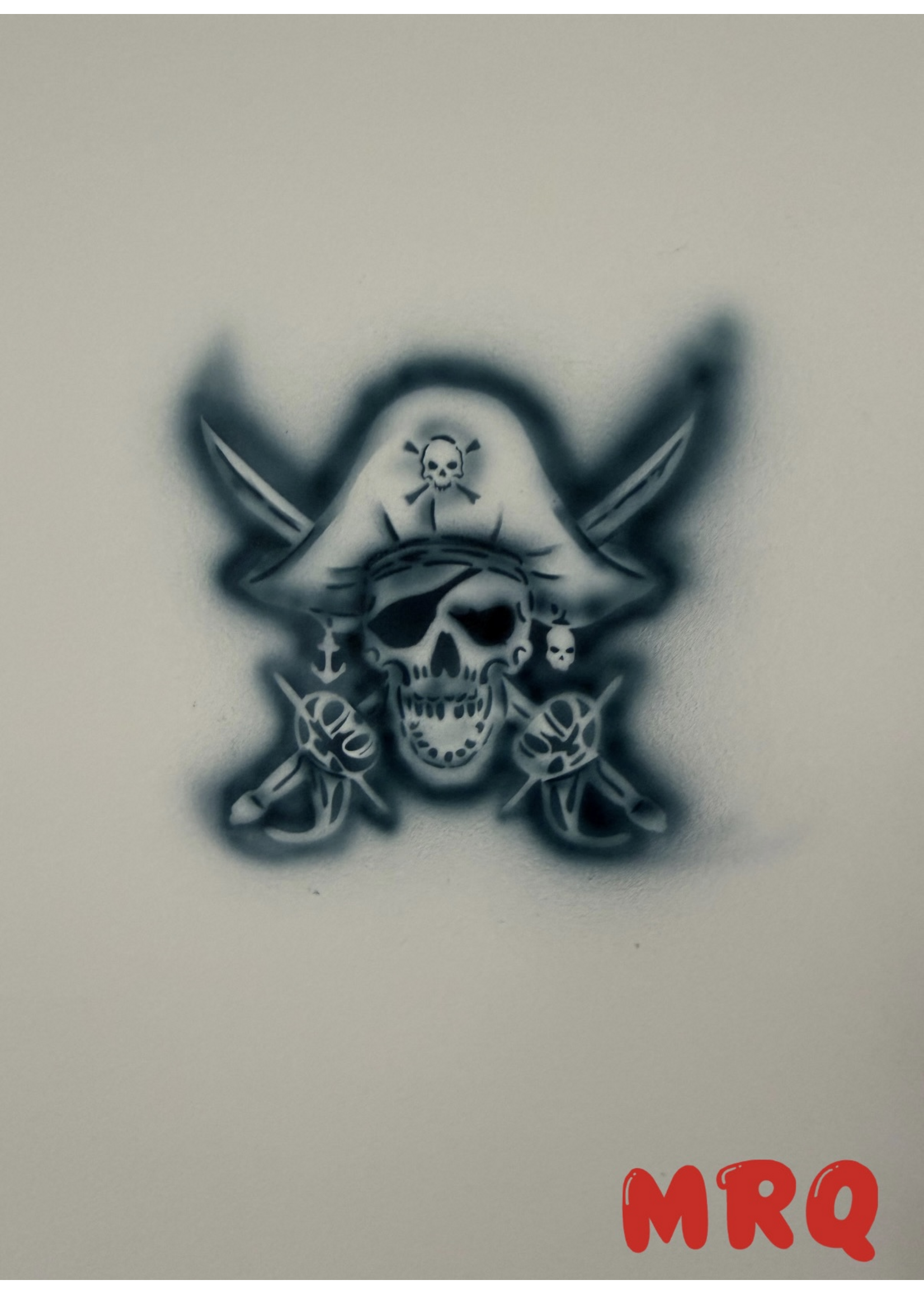 MRQ - Stencils Jolly Roger Pirate airbrush tattoo stencil A6