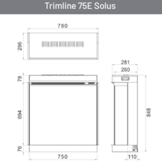 Trimline Fires Elektrische Inbouwhaard Trimline 75E Solus Panoramic