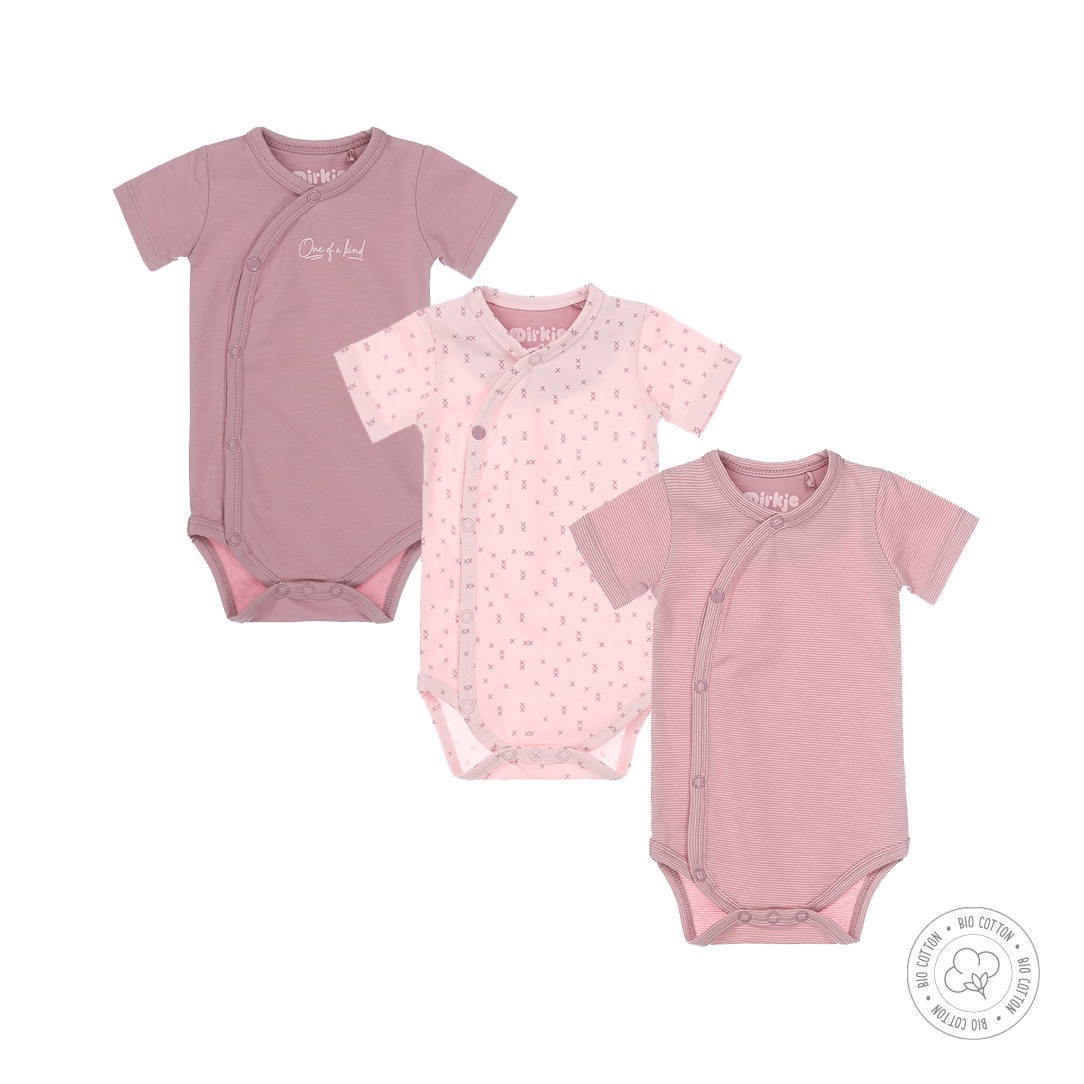 Ontslag nemen bescherming weefgetouw Dirkje meisjes rompertje 3-pack roze en mauve | Dirkje - Dirkje Baby- &  Kidswear