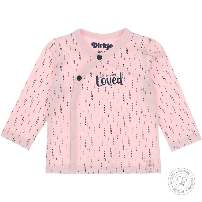Dirkje meisjes babyshirtje roze met navy print