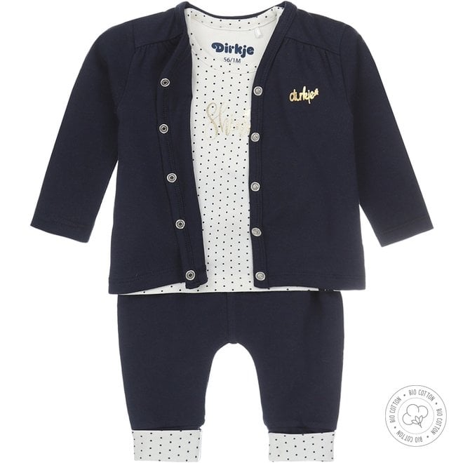 Dirkje Mädchen Babyset 3-teilig Navy und Ecru