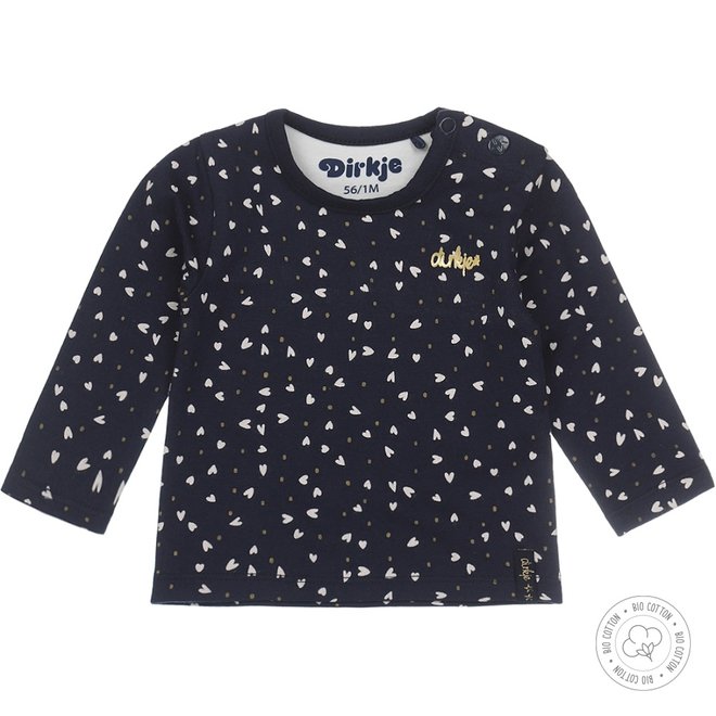 Dirkje meisjes babyshirt navy met hartjes