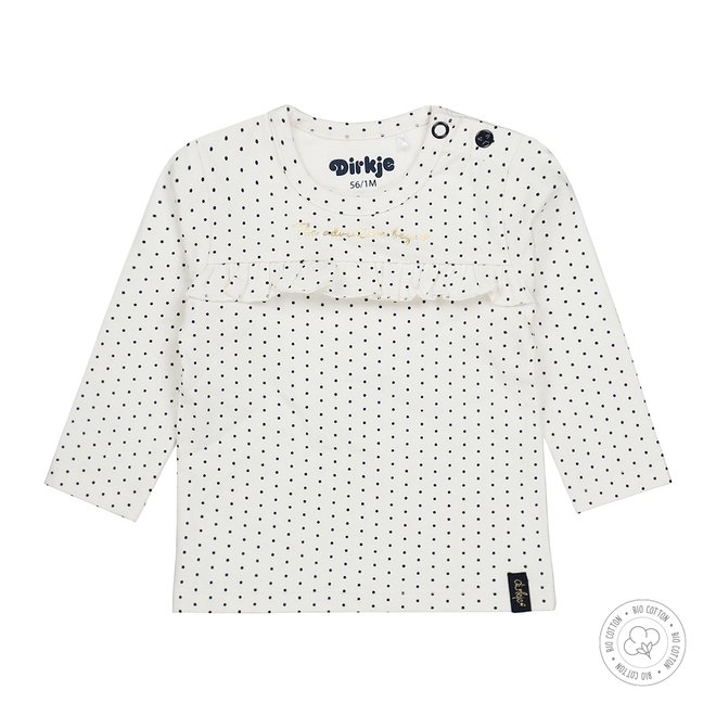 Dirkje girls baby shirt with ecru and dots