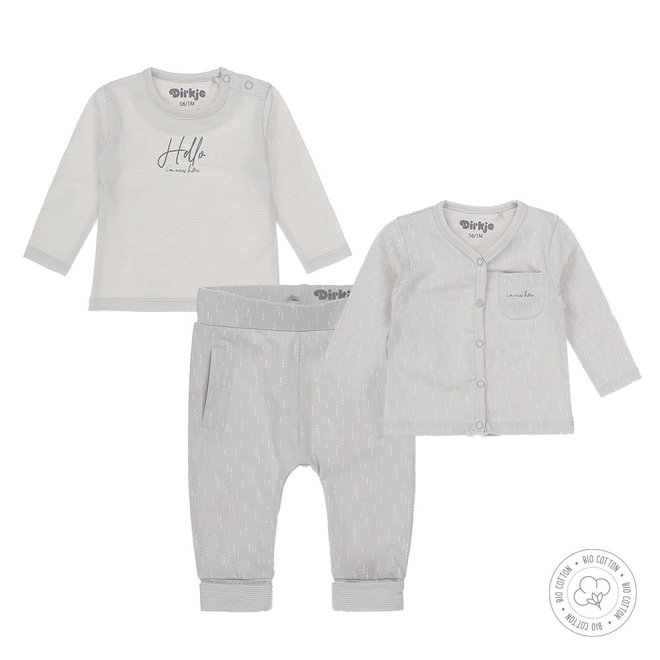 Dirkje Unisex Babyset 3-teilig Hellgrau und Ecru