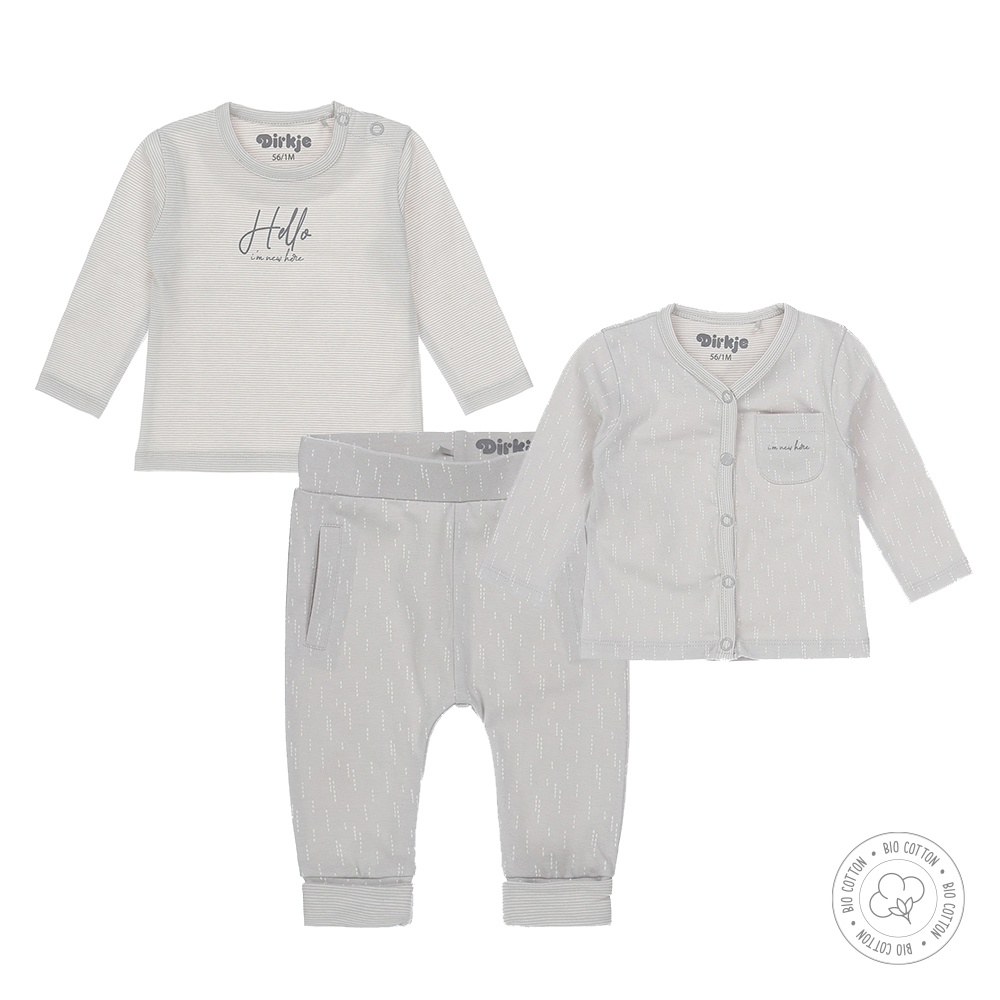 Familielid metaal trog Dirkje unisex babypakje 3-delig lichtgrijs en ecru | Dirkje - Dirkje Baby-  & Kidswear