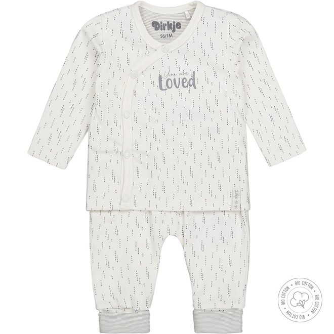 Dirkje unisex babypakje 2-delig lichtgrijs en ecru