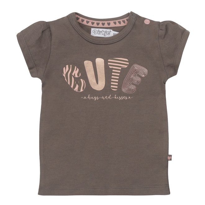 Dirkje girls T-shirt grey brown cute