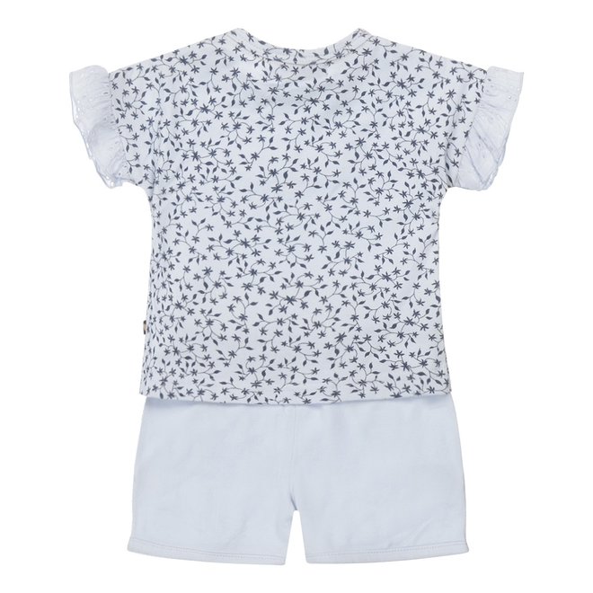 Dirkje meisjes baby set T-shirt en short lichtblauw bloem