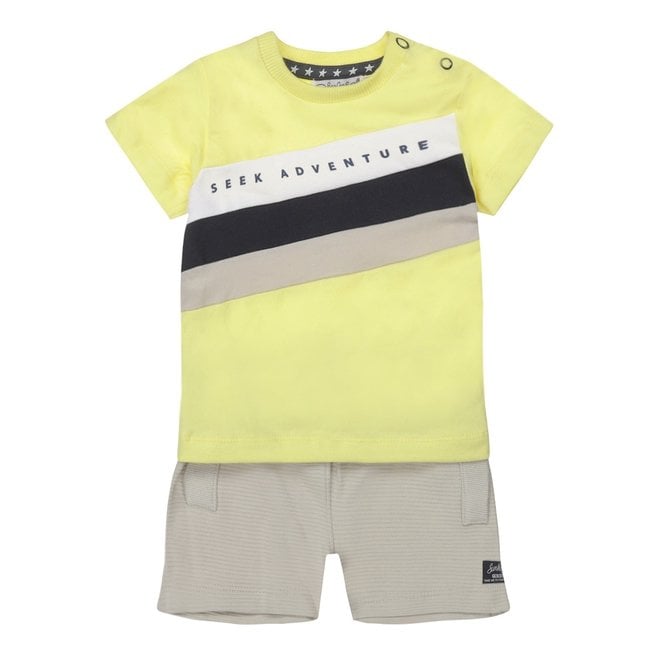 Dirkje boys baby set T-shirt and shorts yellow pebble