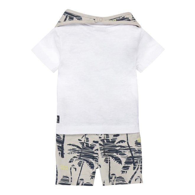 Dirkje jongens baby set T-shirt en short wit kiezel