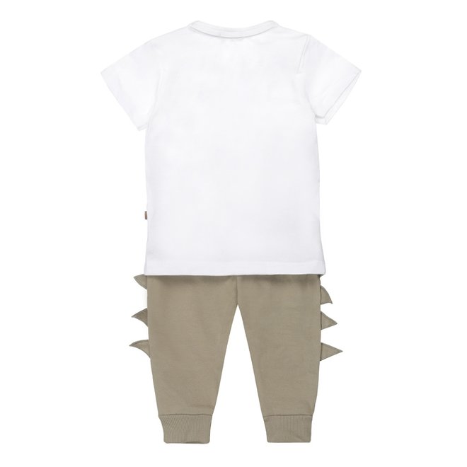 Dirkje Jungen Baby Set T-shirt und Hose weiß Krokodil