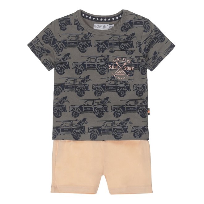 Dirkje Jungen Baby-Set T-Shirt und Shorts grün Jeep