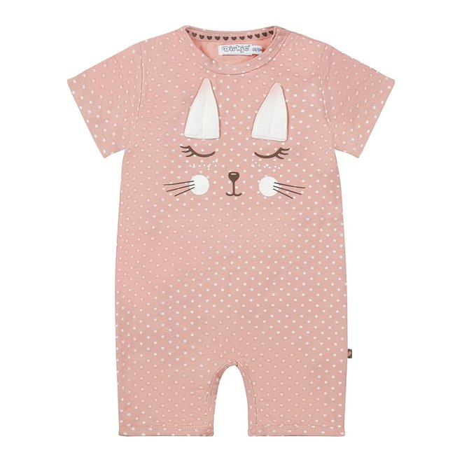 Dirkje girls baby short sleeve bodysuit pink with polka dots