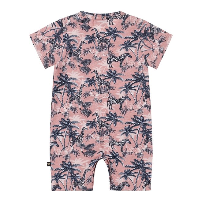 Dirkje girls baby box suit short sleeve pink with print
