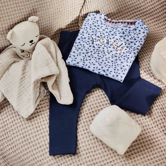 Dirkje Mädchen Baby Set T-shirt und Leggings hellblau Blume