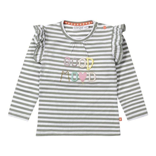 Dirkje girls shirt soft green white striped