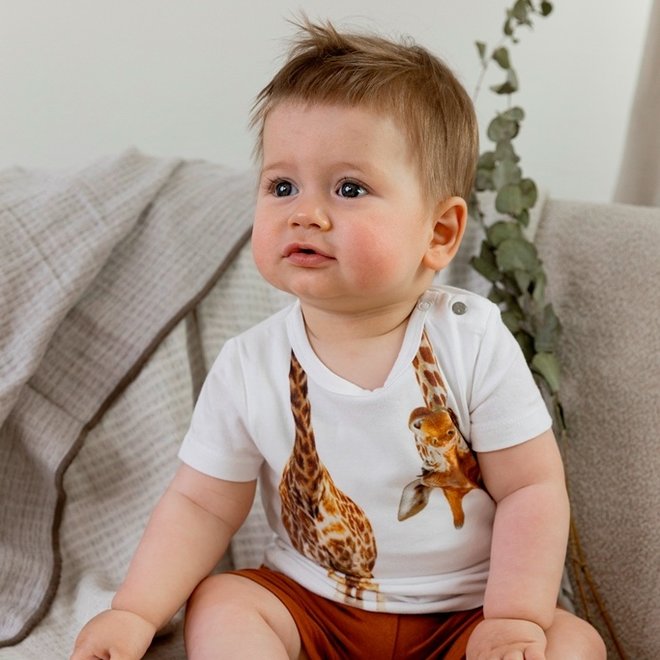 Dirkje Jungen Baby Set T-Shirt und Hose weiß Rost Giraffe