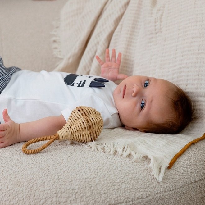 Dirkje boys baby set T-shirt and shorts white striped