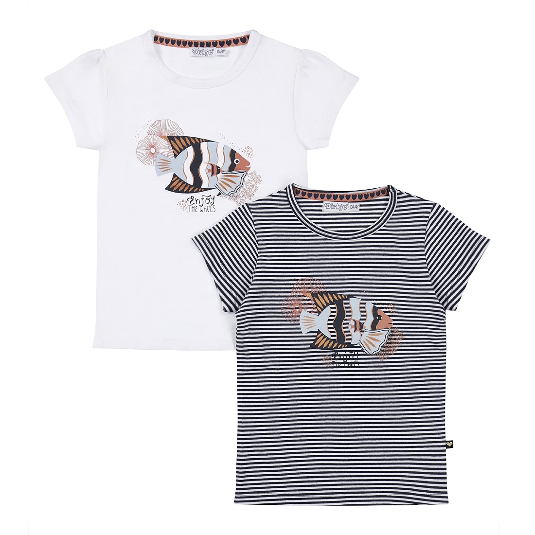 Dirkje meisjes T-shirt wit/blauw | Dirkje - Dirkje Baby- & Kidswear
