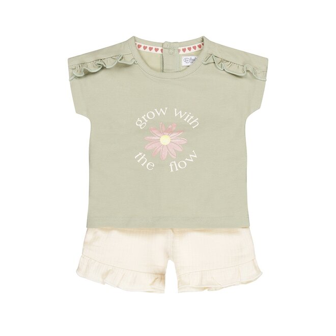 Dirkje Mädchen Baby Set T-Shirt Shorts soft grün off white