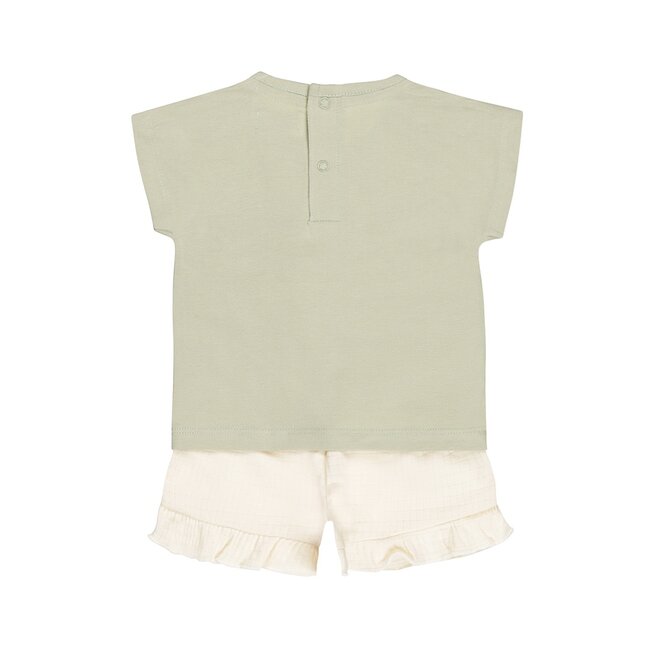 Dirkje Mädchen Baby Set T-Shirt Shorts soft grün off white