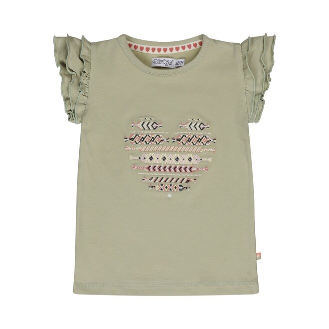 Dirkje Mädchen T-shirt kurzarm soft green heart