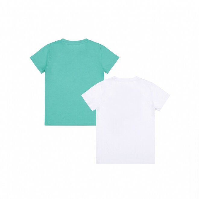 Dirkje jongens T-shirt 2-pack felgroen wit