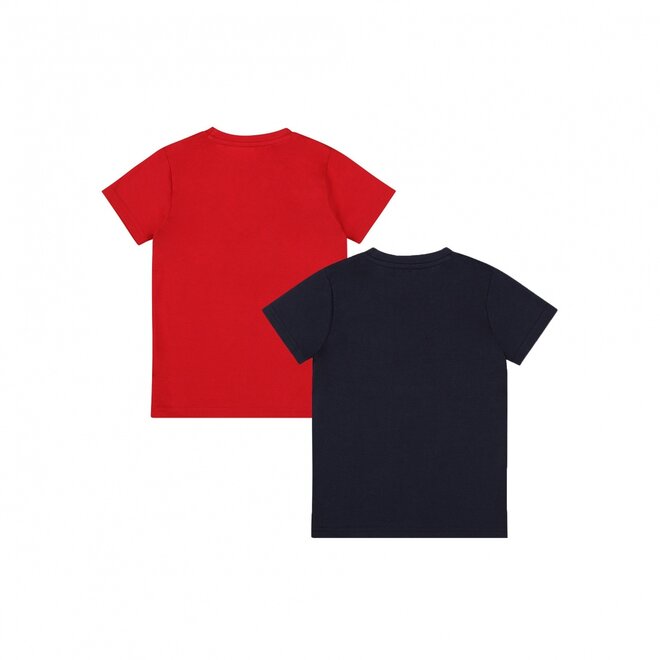 Dirkje jongens T-shirt 2-pack rood donkerblauw