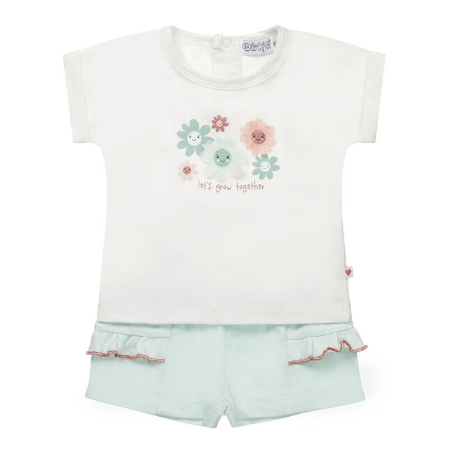 Dirkje girls baby set T-shirt shorts white mint green