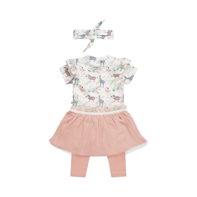 Dirkje girls baby set dress with legging hairband white pink