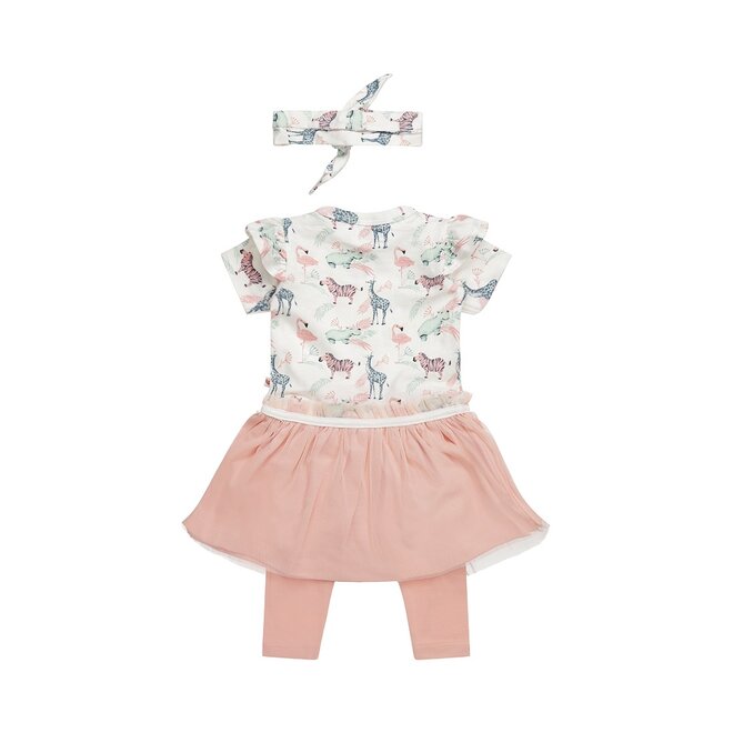 Dirkje Mädchen Baby Set Kleid Leggings Haarband weiß rosa