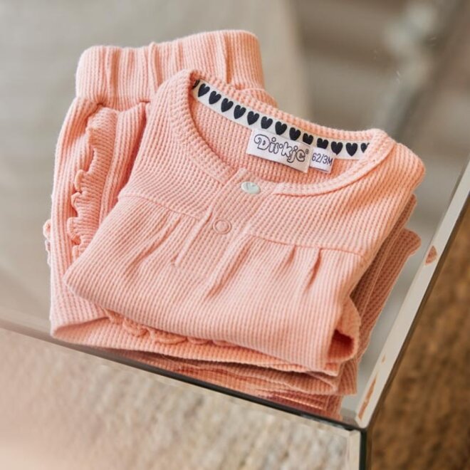 Dirkje meisjes baby set T-shirt shorts haarband roze