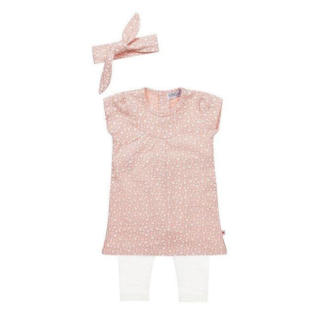 Dirkje Mädchen Baby Set Kleid mit Leggings und Haarband rosa weiß