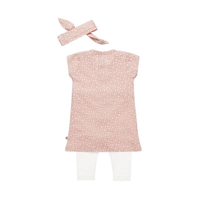 Dirkje meisjes baby set jurk met legging en haarband roze wit