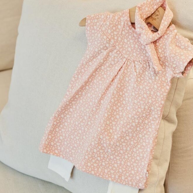 Dirkje Mädchen Baby Set Kleid mit Leggings und Haarband rosa weiß