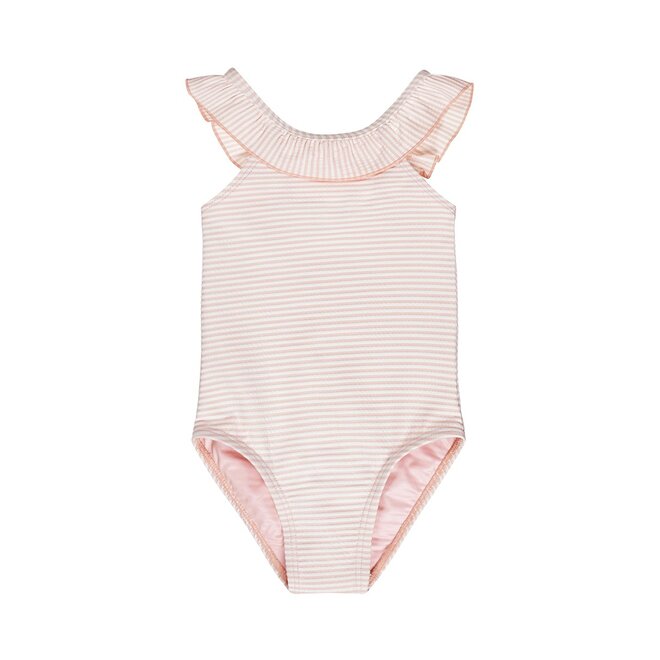 Dirkje girls swimming costume pink white striped