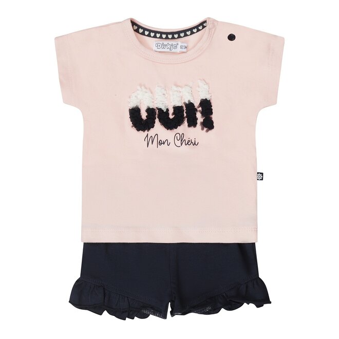 Dirkje meisjes baby set T-shirt korte mouw shorts roze blauw