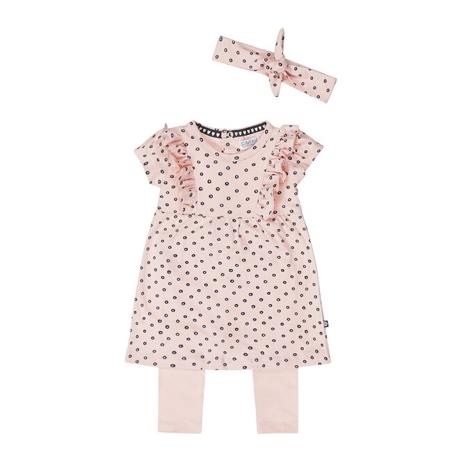 Dirkje Mädchen Baby Set Kleid mit Leggings Haarband rosa