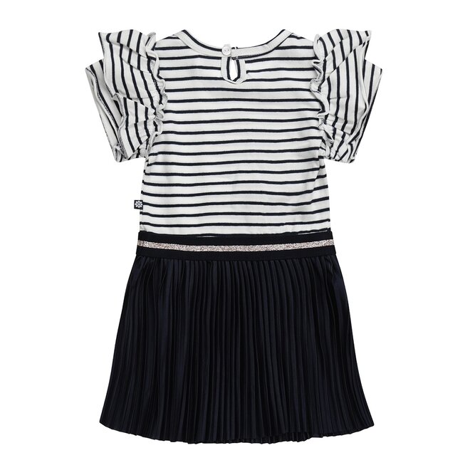 Dirkje girls dress white blue striped plissé