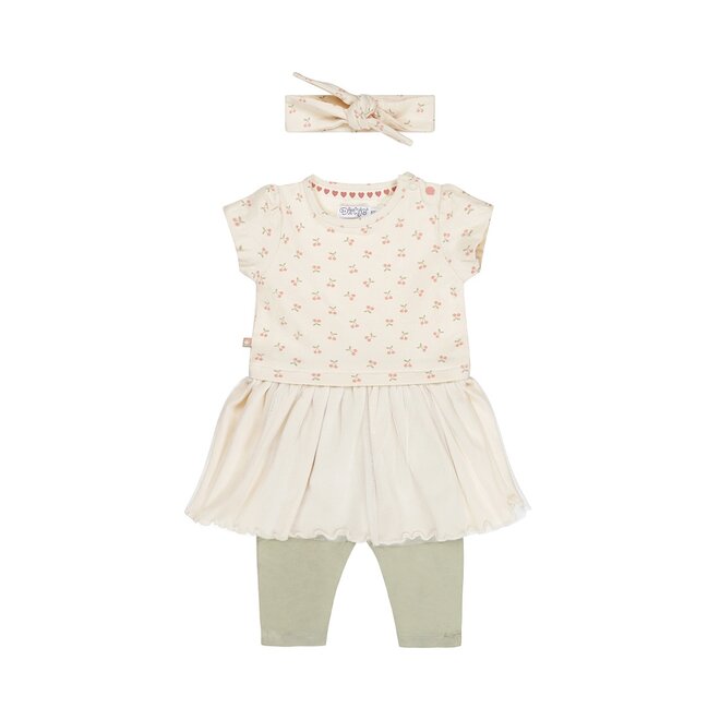 Dirkje meisjes baby set jurk met legging haarband off white