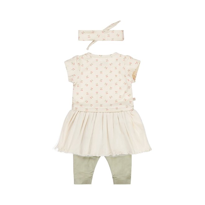 Dirkje girls baby set dress with legging hairband off white