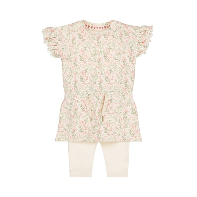 Dirkje meisjes baby set jurk met legging off white botanic