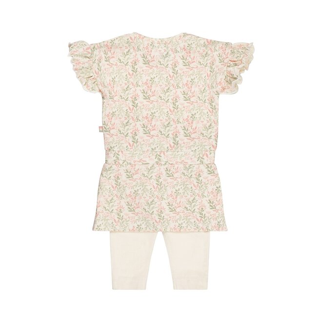 Dirkje girls baby set dress with legging off white botanic