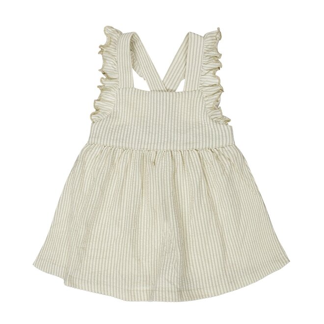 Dirkje girls dress soft green striped muslin