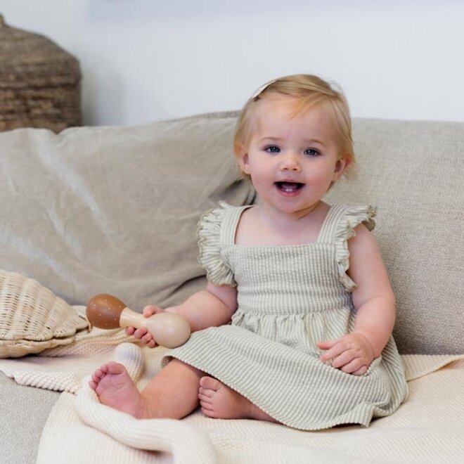 Dirkje Mädchen Kleid weich grün gestreift Musselin