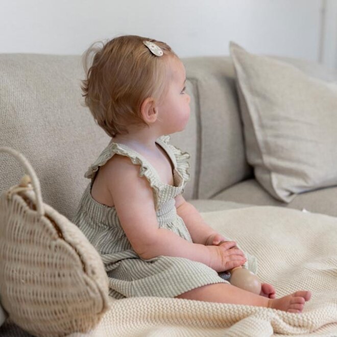 Dirkje Mädchen Kleid weich grün gestreift Musselin