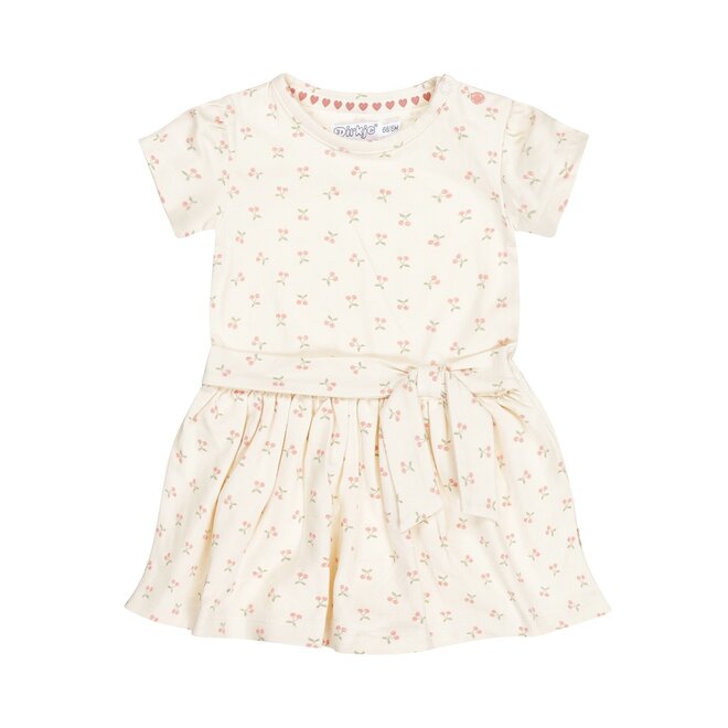 Dirkje girls dress short sleeve off white cherry