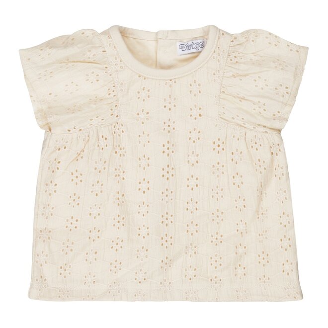 Dirkje girls blouse short sleeve off white embroidery